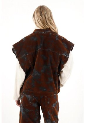 Tennis Chaleco Oversize En Tela Velvet Café Para Mujer