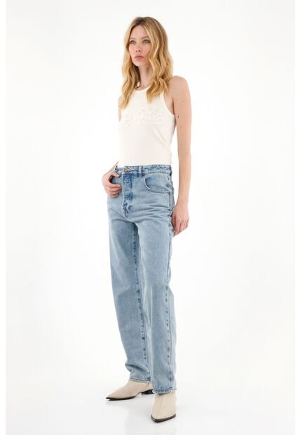 Tennis Jean Recto De Tiro Bajo Clásico Para Mujer