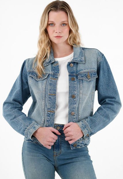 Chaqueta Azul En Denim Para Mujer
