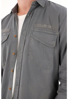 Tennis Camisa Con Bolsillos De Tapa Gris Para Hombre