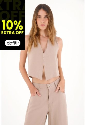Tennis Chaleco Con Escote En V Crudo Con Caída Natural Para Mujer Tennis