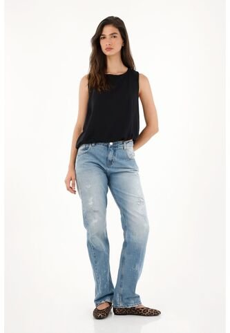 Tennis Jean Recto Con Pigmento Blanco Para Mujer Tennis