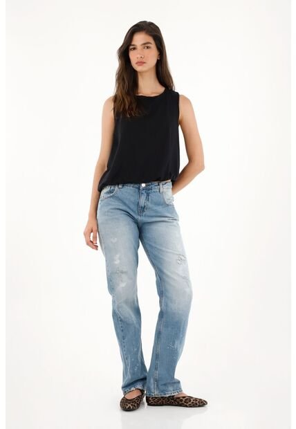 Tennis Jean Recto Con Pigmento Blanco Para Mujer