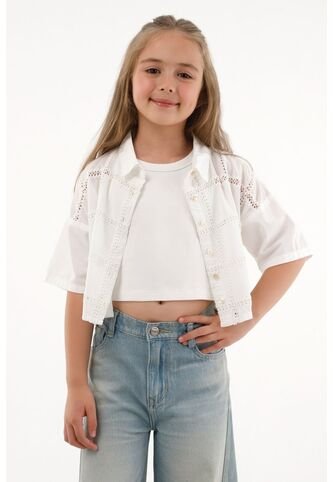 Camisa Con Diseño A Cuadros Crudo Para Niña Tennis