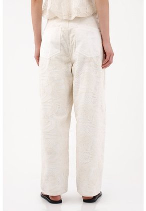 Tennis Pantalón Wide Leg Con Textura En Relieve En Algodón Marfil Para Mujer
