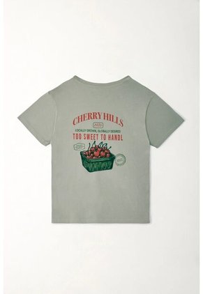 Tennis Camiseta Básica Con Estampado De Cerezas Gris Para Mujer