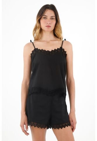 Tennis Camisa Negra De Tiras Ajustables Para Mujer Tennis