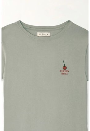 Tennis Camiseta Básica Con Estampado De Cerezas Gris Para Mujer