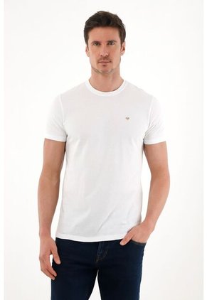 Tennis Camiseta Con Cuello Redondo Estampada Blanca Para Hombre