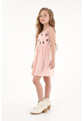 Vestido Rosado Con Mariposas Bordadas Para Niña