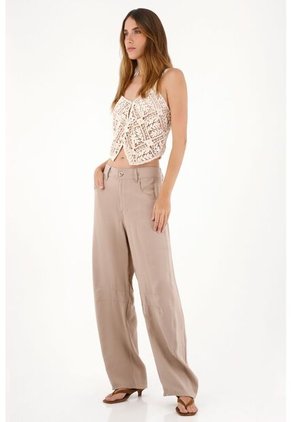 Tennis Camisa Crop En Tela Tejida Crudo Para Mujer