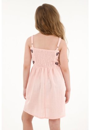 Vestido Rosado Con Mariposas Bordadas Para Niña