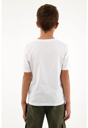 Camiseta Con Bordado Decorativo Blanca Para Niño