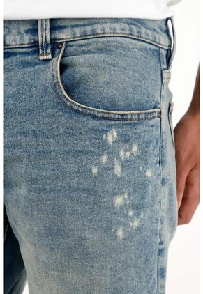 Tennis Jean Recto Con Efecto Salpicado Azul Para Hombre