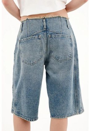 Tennis Bermuda Larga Con Taches Azul Para Mujer