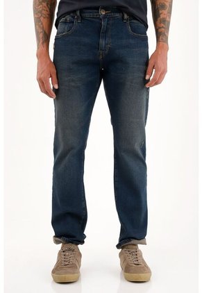 Tennis Jean Recto Tiro Medio Azul Con Realce En Las Costuras Para Hombre