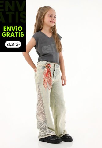 Camiseta Gris Con Estampado De Moto Para Niña Tennis