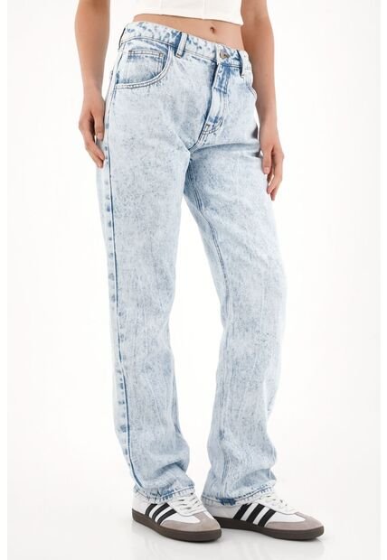 Tennis Jean Recto Tiro Alto Efecto Craquelado Para Mujer