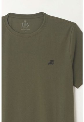 Tennis Camiseta Básica Manga Corta Verde Con Detalle Fruncido Para Hombre Con Acabado Ligero