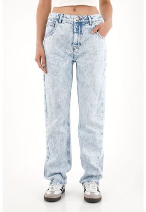 Tennis Jean Recto Tiro Alto Efecto Craquelado Para Mujer