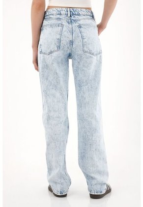 Tennis Jean Recto Tiro Alto Efecto Craquelado Para Mujer