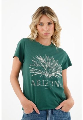 Camiseta Verde Estampada Para Mujer