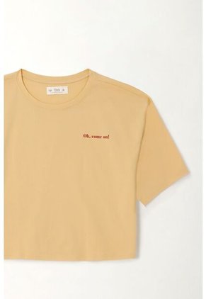 Tennis Camiseta Boxy Fit Con Mini Estampado Café Para Mujer