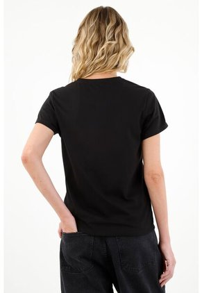 Camiseta Negra Estampada Para Mujer