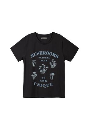 Camiseta Negra Estampada Para Mujer