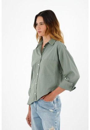 Camisa Manga Larga Verde Para Mujer