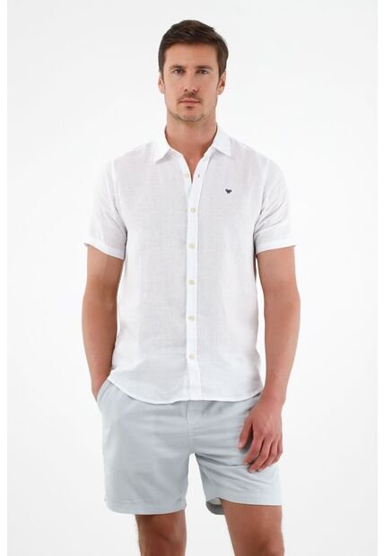 Tennis Camisa Blanca En Lino Para Hombre