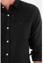 Tennis Camisa Para Hombre Lino Negro Corte Regular Con Botones Claros de Tennis