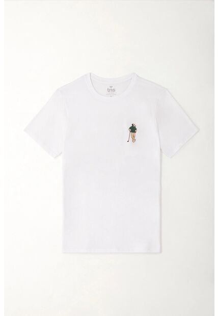 Tennis Camiseta Básica Con Estampado En Espalda Blanca Para Hombre