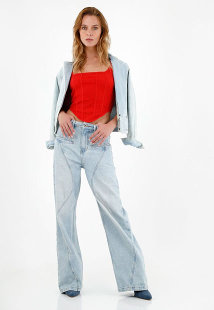 Chaqueta Azul Con Cuello De Solapa Para Mujer