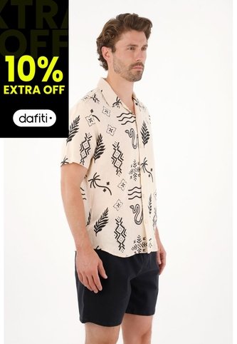Tennis Camisa Tipo Bowling Con Estampado Para Hombre Tennis