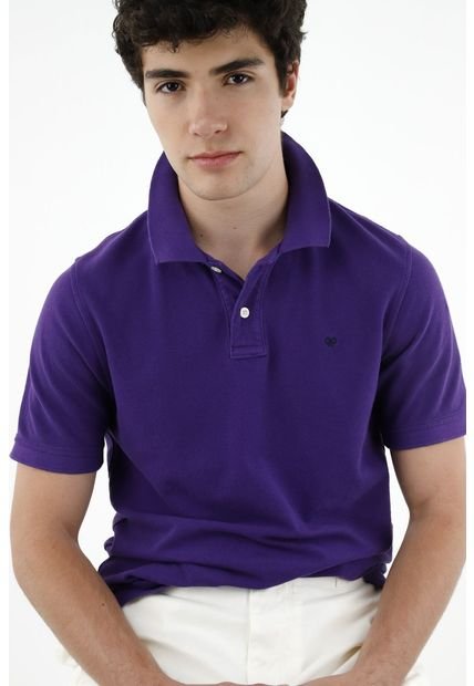 Polo Morada Con Cuello Tejido Para Hombre