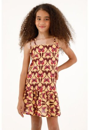 Vestido Estampado Con Bolero En Ruedo Para Niña