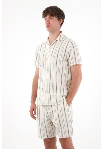 Tennis Camisa Tipo Bowling A Rayas De Acabado Suave Para Hombre Con Acabado Suave Tennis