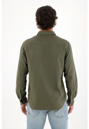 Tennis Camisa Oxford Manga Larga Verde Para Hombre