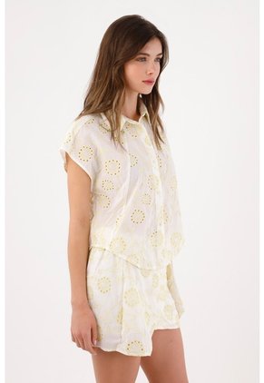 Tennis Camisa Sin Mangas Relajadas Con Bordado Floral Blanco Para Mujer