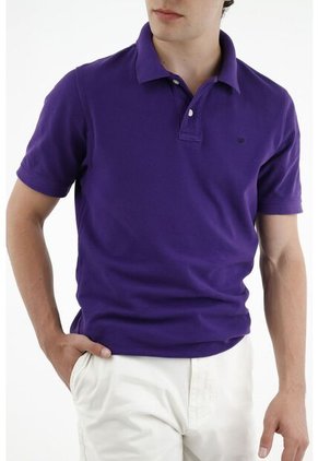 Polo Morada Con Cuello Tejido Para Hombre