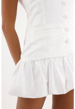 Tennis Vestido Blanco Corto Con Botones Para Mujer