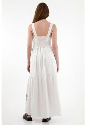 Tennis Vestido Amplio De Tiras Con Bordado Crudo Para Mujer