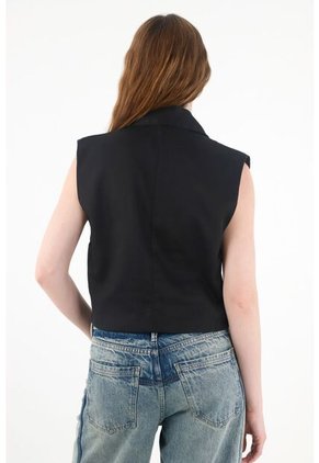 Tennis Chaleco Con Solapa Negro Para Mujer