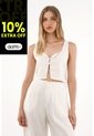 Tennis Camisa Crop En 100% Lino Crudo Para Mujer de Tennis
