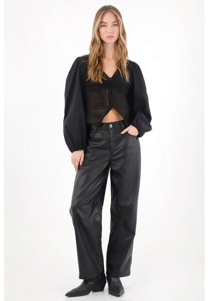 Tennis Camisa Con Leve Transparencia Negra Para Mujer