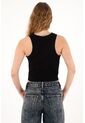 Tennis Camiseta Negra En Rib Manga Sisa Para Mujer de Tennis