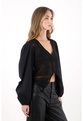 Tennis Camisa Con Leve Transparencia Negra Para Mujer