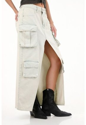 Tennis Falda Larga Con Bolsillos Cargo Tono Claro Para Mujer