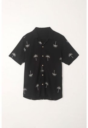 Tennis Camisa En Apariencia Lino Con Diseño De Palmeras Para Hombre